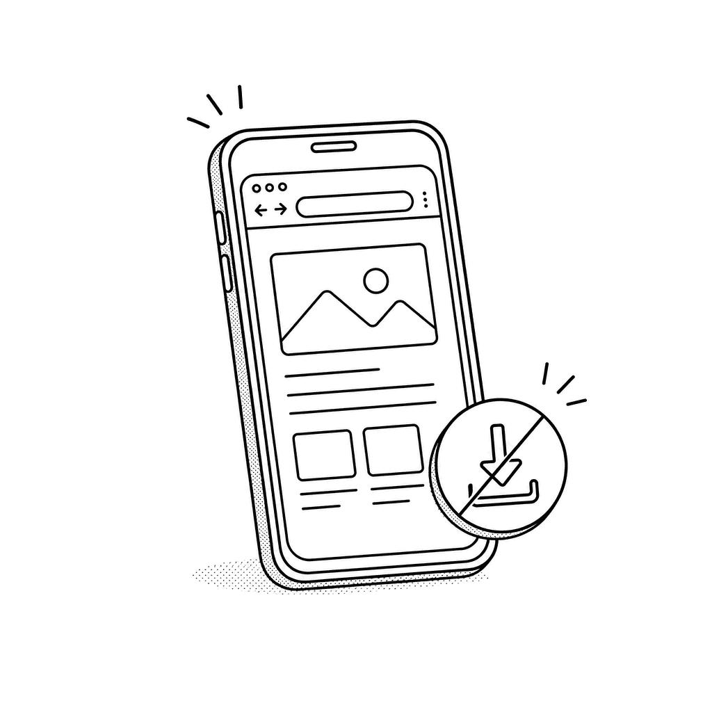 A phone browser showing live captions without an app
